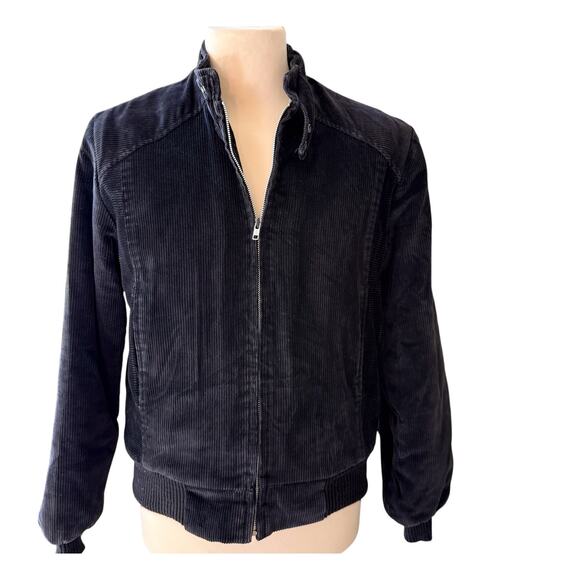 VTG 70s Westwind Corduroy Moto Jacket Mens sz M Black Sherpa Lined Indie - Picture 2 of 8